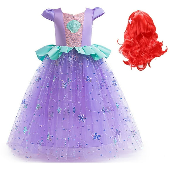 Princess Mermaid Costume Little Girls Dress Up for Birthday Party Carnival 3-9Y