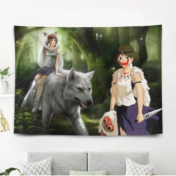 Princess Mononoke Tapestry Wall Decoration Wall Hanging for Bedroom 7x5ft 5x3ft