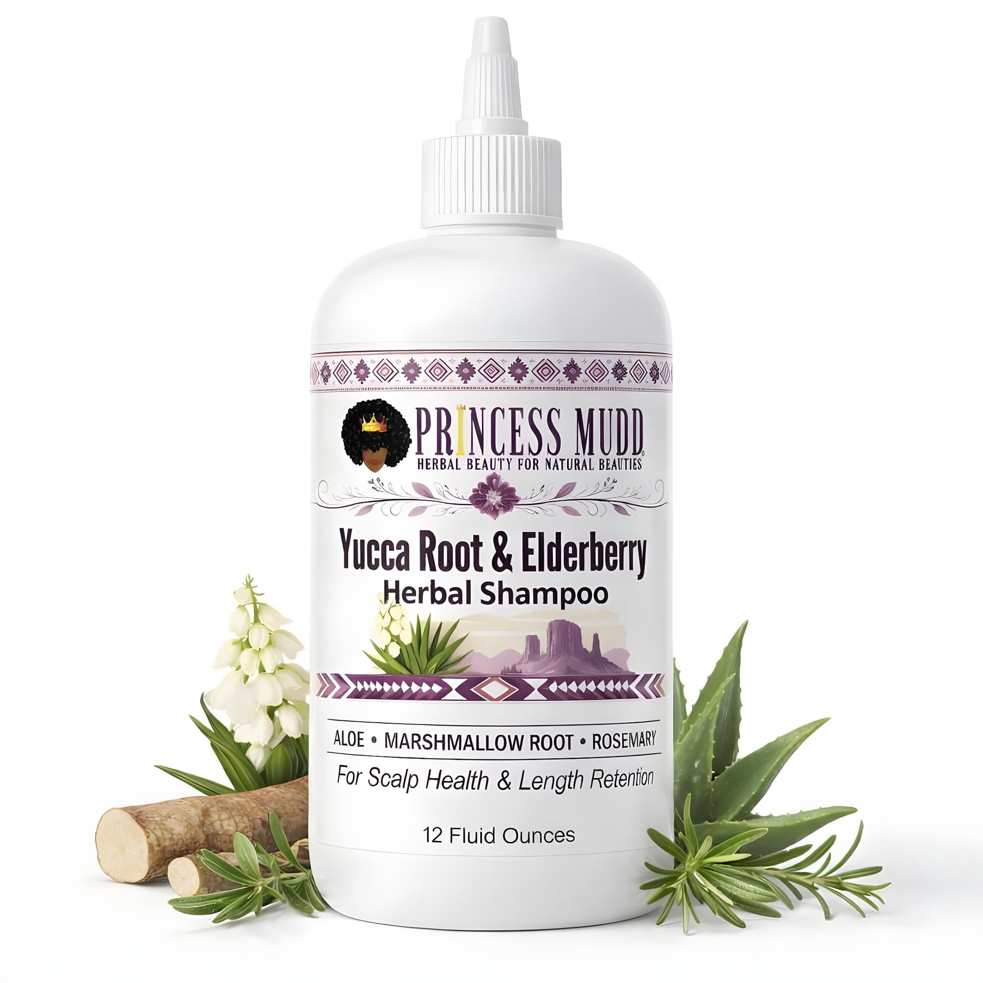 Princess Mudd Yucca Root Elderberry Scalp Cleansing Shampoo, 12 oz