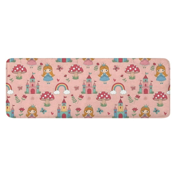 Princess Mushroom Castle Pattern Kitchen Rug Mat,Kitchen Runner Rugs Non Skid Washable,Decorative Kitchen Floor Mats for Kitchen,Sink,Laundry,17"x47.2"
