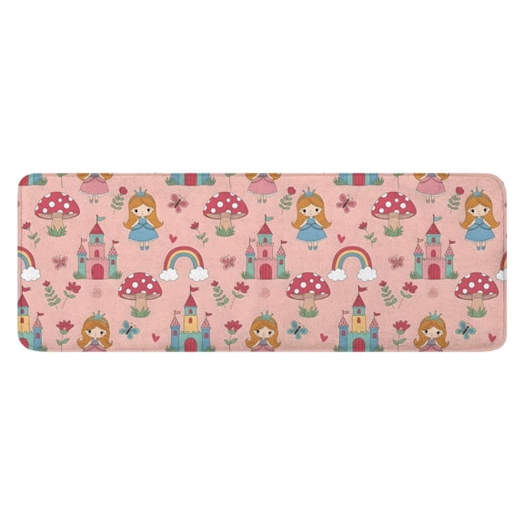 Princess Mushroom Castle Pattern Kitchen Rug Mat,Kitchen Runner Rugs Non Skid Washable,Decorative Kitchen Floor Mats for Kitchen,Sink,Laundry,17"x47.2"