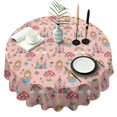 thumbnail image 1 of Princess Mushroom Castle Pattern Round Tablecloth 60"x60",Wrinkle Wipeable Table Cloth for Kitchen Dining Room Picnic Patio Party, 1 of 6