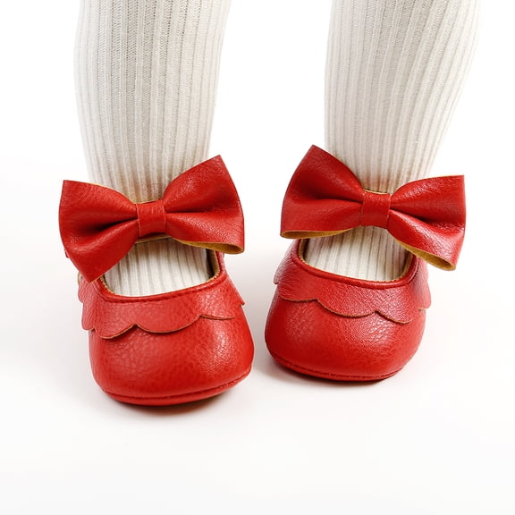 Princess Newborn Infant Baby Girls Shoes Pu Leather Bow First Walkers Toddler Baby Girl Anti-Slip Shoes Birthday