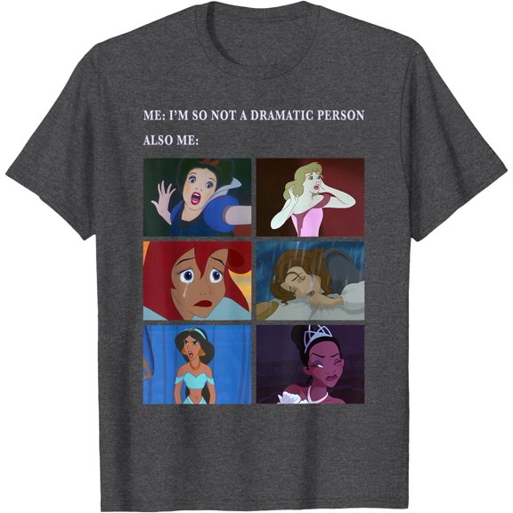 Princess Not Dramatic Meme Panel DTG Print Unisex T-Shirt,Dark Heather Grey Color,Size 3XL