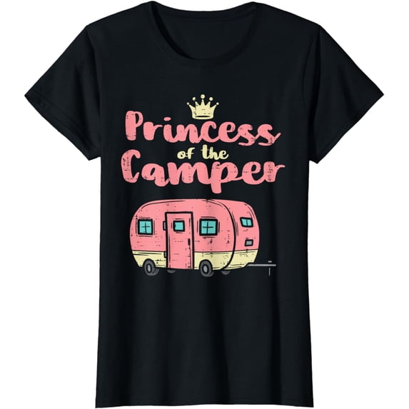 Princess Of Camper Camping Van Trailer RV Women Kids Girls T-Shirt