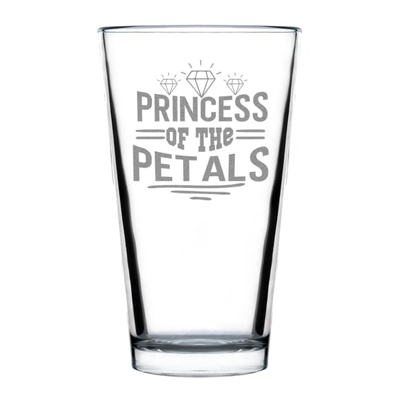 Princess Of The Petals Hand Engraved Etched Pint Glass, Unique , 16oz Standard Glassware, Personalized Touch, Special Occasions
