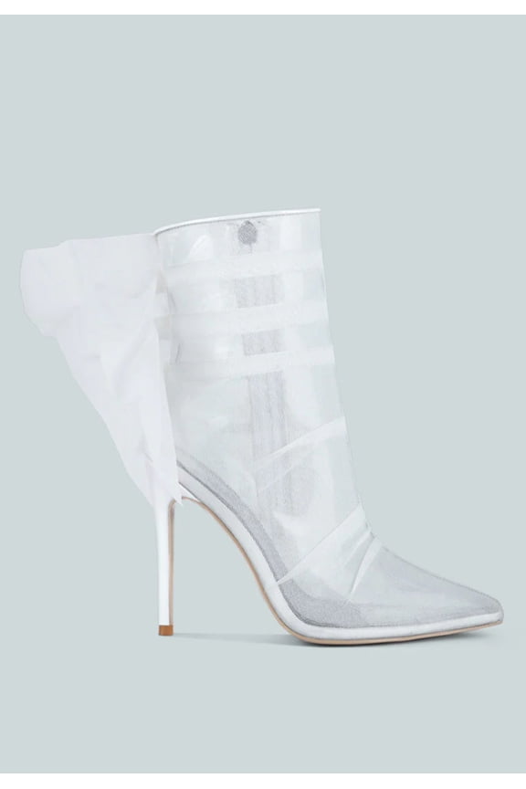 Princess Organza Wrapped Style Heeled Ankle Boots