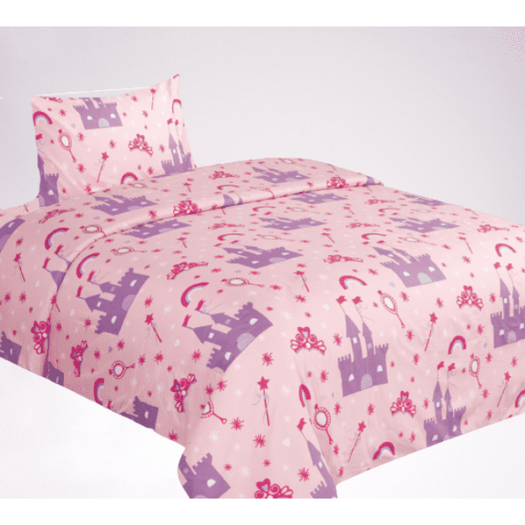 Princess Palace Pink 3pc Twin Bed Sheet Set Fresh New Bedding Look For Any Room in Any Season Playful Gift with Printed Pattern New