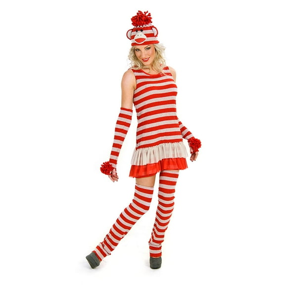 Princess Paradise Womens Sassy Sock Monkey Red White Adult Costume Size 4-6