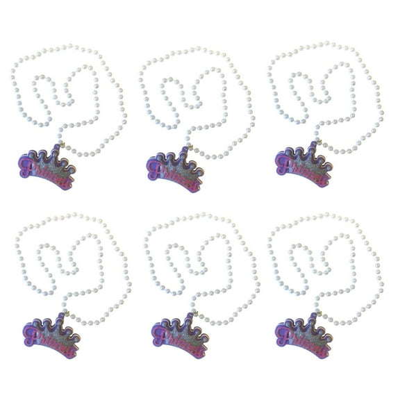 Princess Party Favors  Tiara Pearl Necklaces  Princess Party Supplies  Pack of 6
