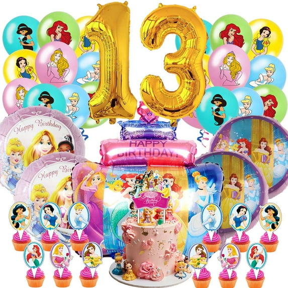 Princess Party Supplies 13th Decor Kit Balloons Birthday Cake Topper Decorations