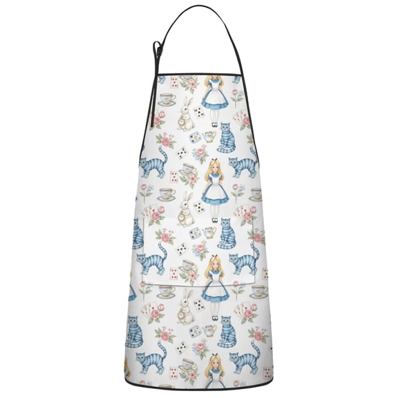 Princess Pattern Apron-Garden Aprons for Women with Pockets-Cotton Linen Waterproof Kitchen Cooking Gardening Aprons Adjustable for Kitchen,Cooking,BBQ and Salon 33x27 Inch