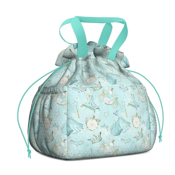 Princess Pattern Drawstring Lunch Bag Women - Drawstring Lunch Bag Insulated for Work Office - Stain-Resistant Large Lunchbags for Women with Multi-Pockets