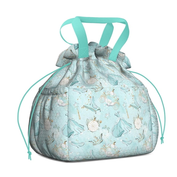 Princess Pattern Drawstring Lunch Bag Women - Drawstring Lunch Bag Insulated for Work Office - Stain-Resistant Large Lunchbags for Women with Multi-Pockets