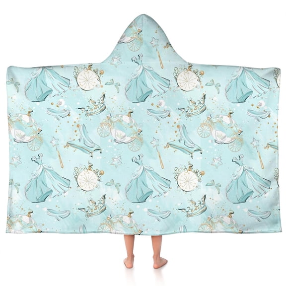 Princess Pattern Hooded Bath Towel，50"x30" for Ages 3 To 12 Kids, Quick Dry Lightweight Soft Microfiber Hood Beach Towel Cover Up for Kids