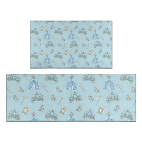 Princess Pattern Kitchen Rugs Sets Of 2,Anti Fatigue Kitchen Mat Rugs Non Slip Washable,Decorative Kitchen Floor Mats for Kitchen,Sink,Laundry,17"x30"+17"x47"