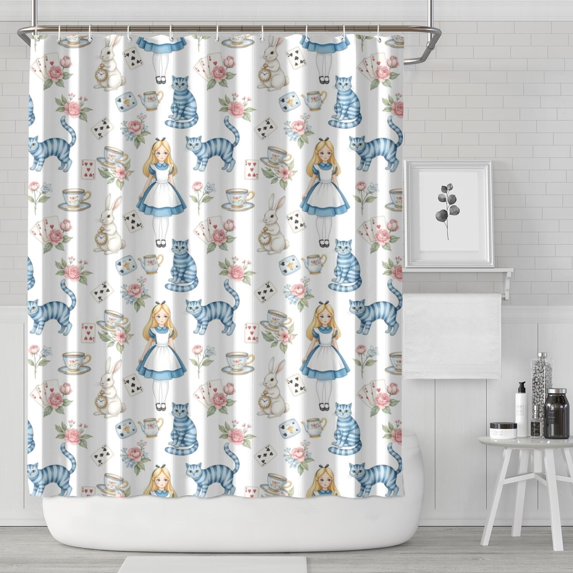 Princess Pattern Shower Curtain 84"x72" ,Bathroom Decorative Shower Curtains Set with 12 Hooks,Modern Waterproof Washable Shower Curtain