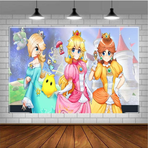 Princess Peach Banner Poster Wall Decor Birthday Backdrop Background Party Supplies Taspestry