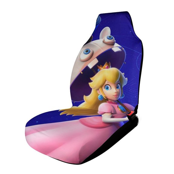 Princess Peach Car Seat Covers Nonslip Elastic Front Seat Protector Fashion Prints Seat Mat Cover Universal for Most Cars, Suvs, Truck, Vehicle Interior Decor Gifts 1PCS