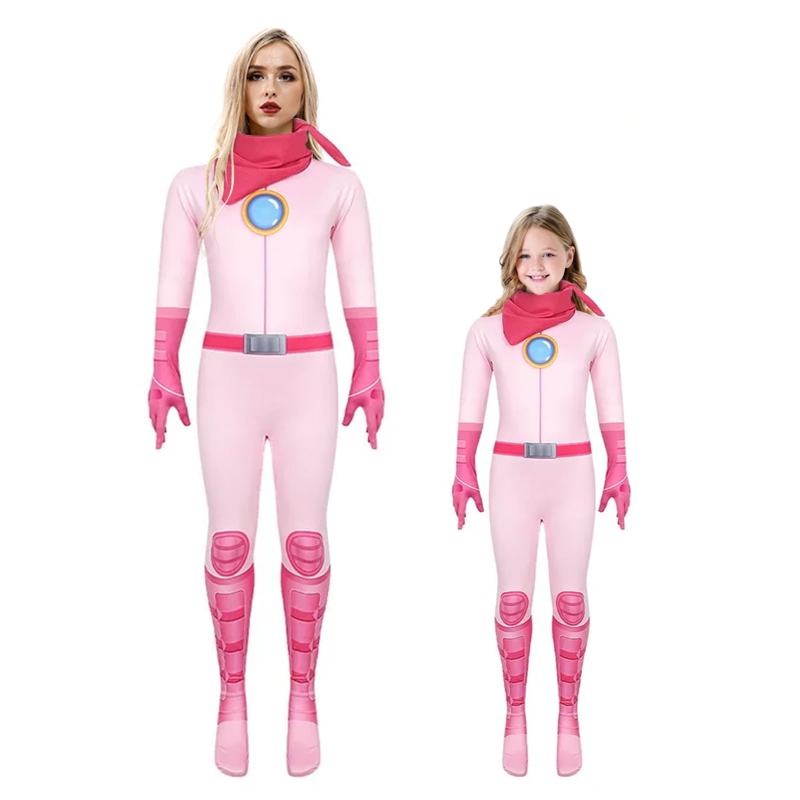 Princess Peach Cosplay Adult Kids Jumpsuit Costume Bodysuit Princess ...