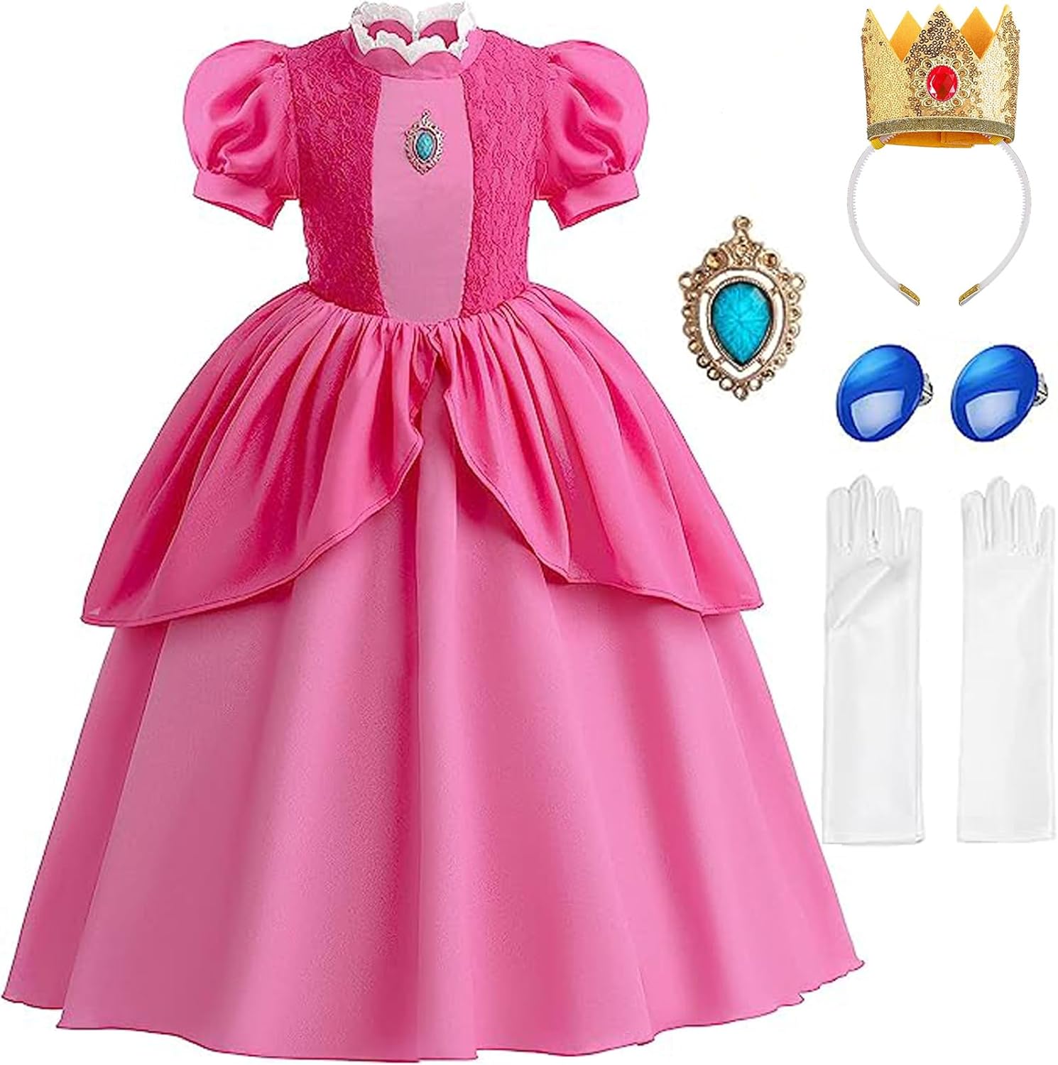 Princess Peach Costume Dress Girls Kids Cosplay Princess Peach Costumes
