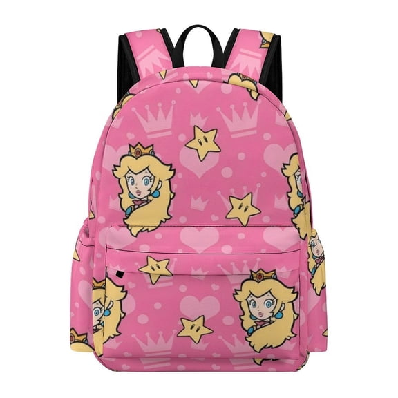 Princess Peach Cute Anime Travel And Hiking Backpack 42x30x15cm