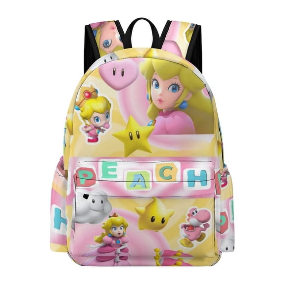 Princess Peach Cute Anime Travel And Hiking Backpack 42x30x15cm