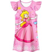 GOYOMA Princess Peach Dress Costume For Girls Sleep Casual Dress