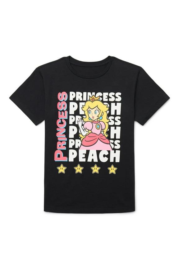 Princess Peach Girls Short Sleeve Graphic T-Shirt, Sizes 4-16