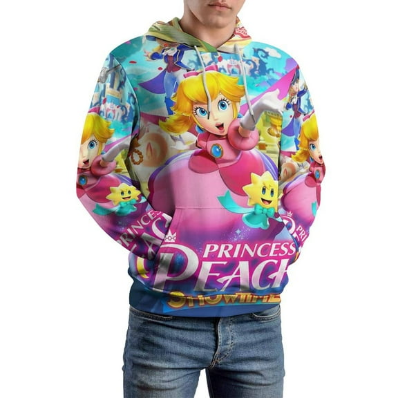 Princess Peach Hoodie 3D Print Pullover Hooded Long Sleeve Sweatshirts Tops Blouse with Pocket for Mens Womens