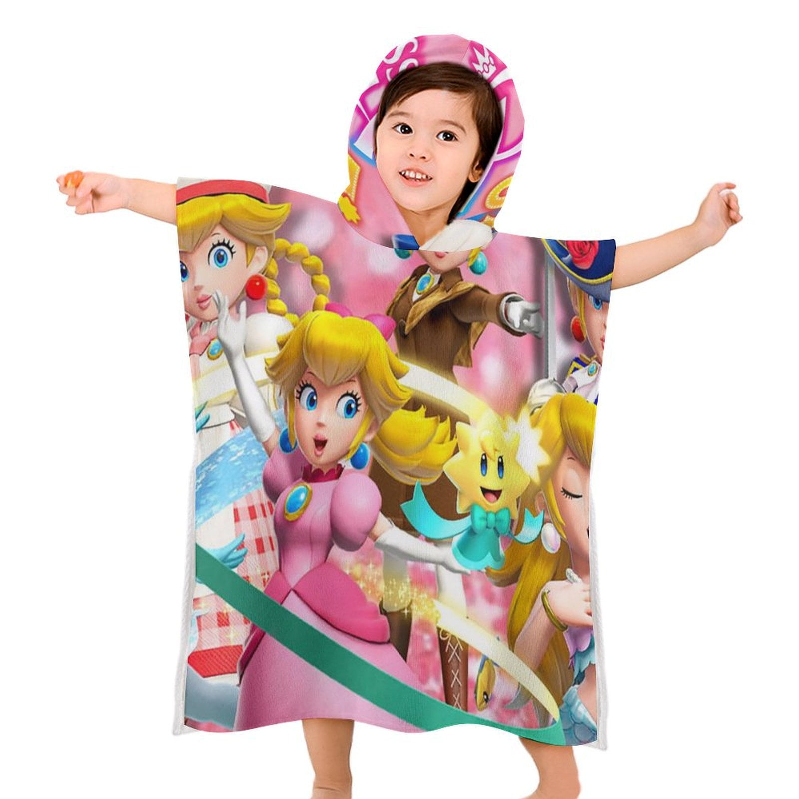 Princess Peach Kids Beach Towels with Hood Soft Quick Dry Absorbent