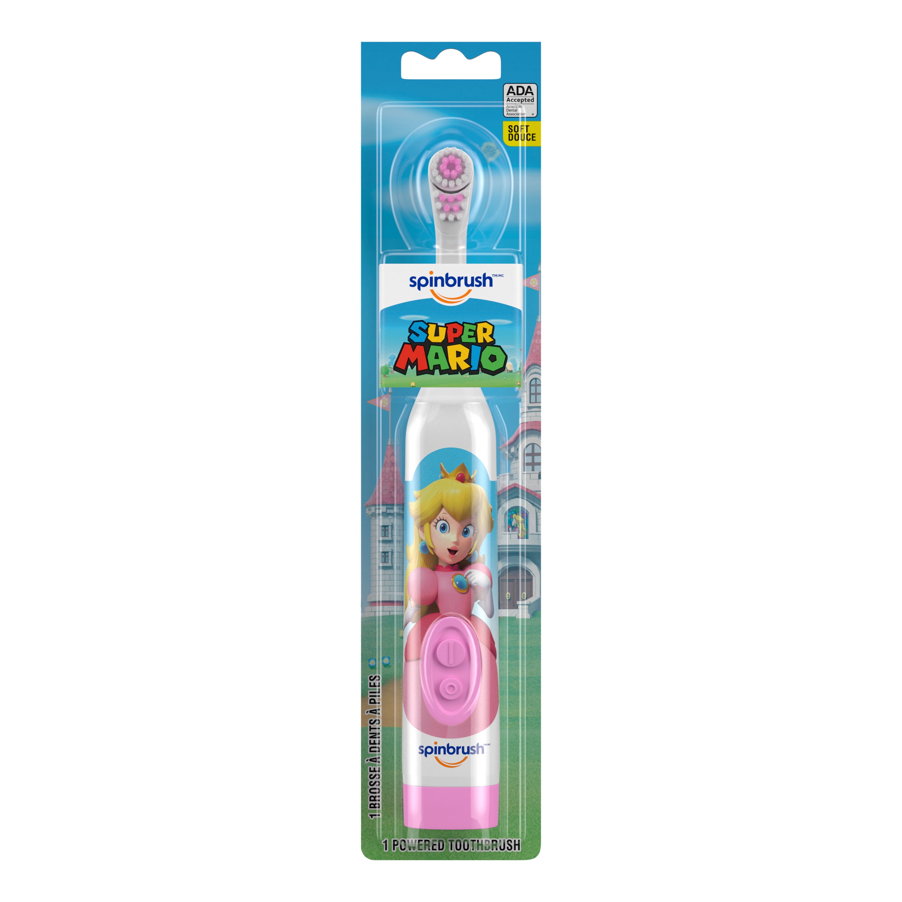 Princess Peach Kids Spinbrush with Softswitch Battery Powered