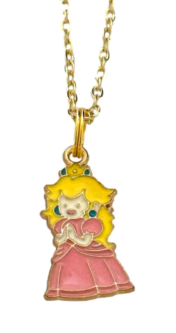 Princess Peach Necklace Super Mario Enamel Metal Pendant - Walmart.com