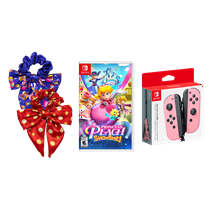 Princess Peach: Showtime! - Nintendo Switch – With Pastel Pink Joy-Con controllers and Walmart Exclusive Princess Peach Hair Scrunchie (2-Pack)