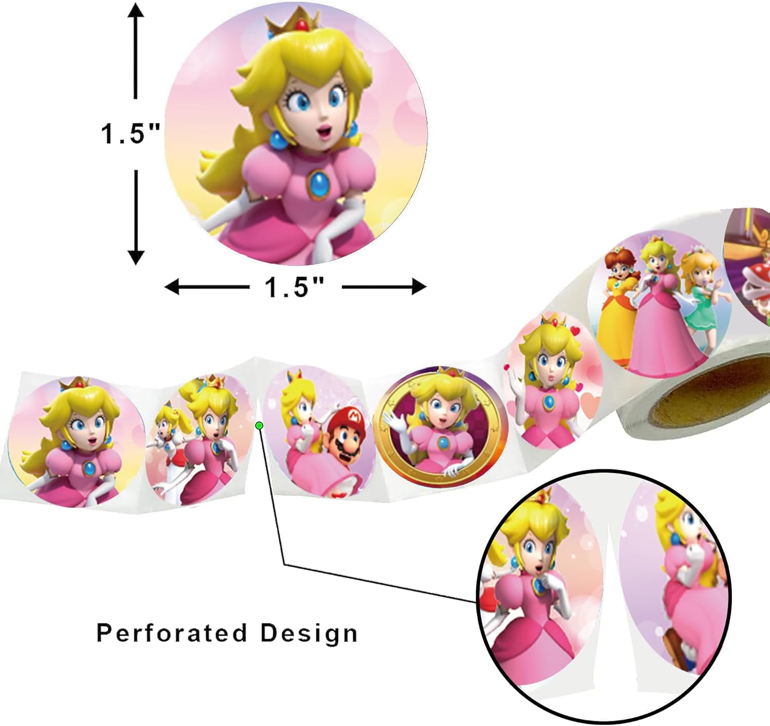 Princess Peach Stickers For Kids,Princess Peach Birthday Party Favor