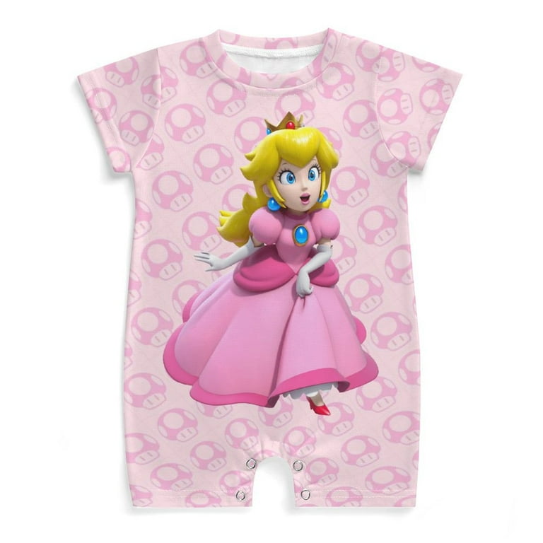 Princess Peach Super Mario Princess Peach Baby Boy Girl Romper