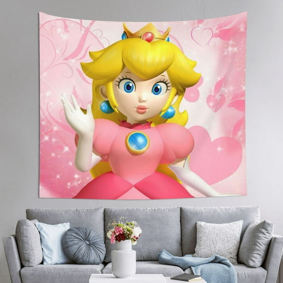 Princess Peach Tapestry Wall Hanging Wall Decor Wall Art Tapestry Home Decoration For Bedroom, Living Room, Dorm 40x60 Inch