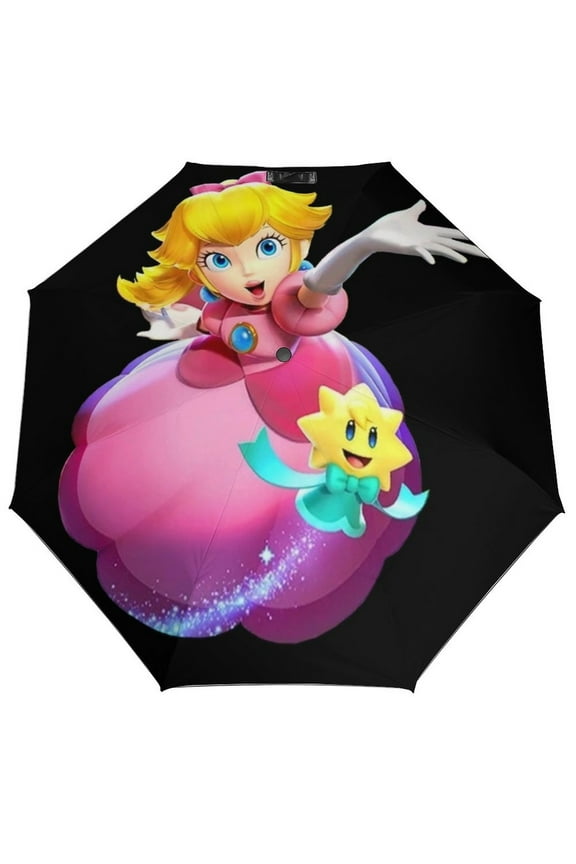 Princess Peach Umbrella,Windproof Compact Folding Umbrella,Automatic Umbrellas for Rain-Travel Umbrella,Small Portable Umbrellas for Men Women Teenage.,Gifts for Women