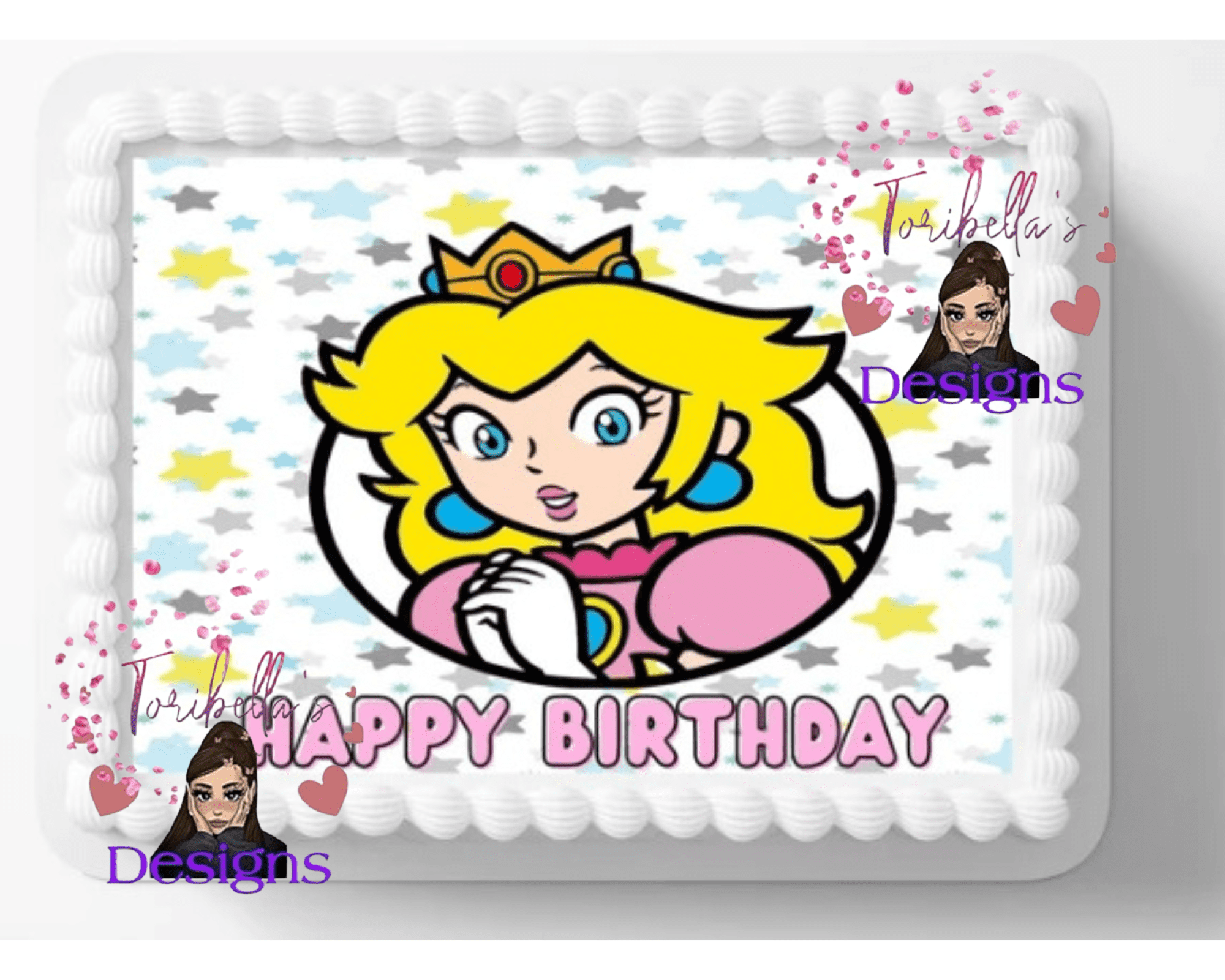 Video Game Design Princess Peach Birthday Edible Image Cake Topper, by ToriBellas Designs