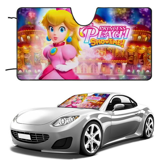 Princess Peach-theme Windshield Sun Shade Front Protector Folding Car Sun Visor Blocks Uv Rays Keeps Your Vehicle Cool52in*28in(130cm*70cm)