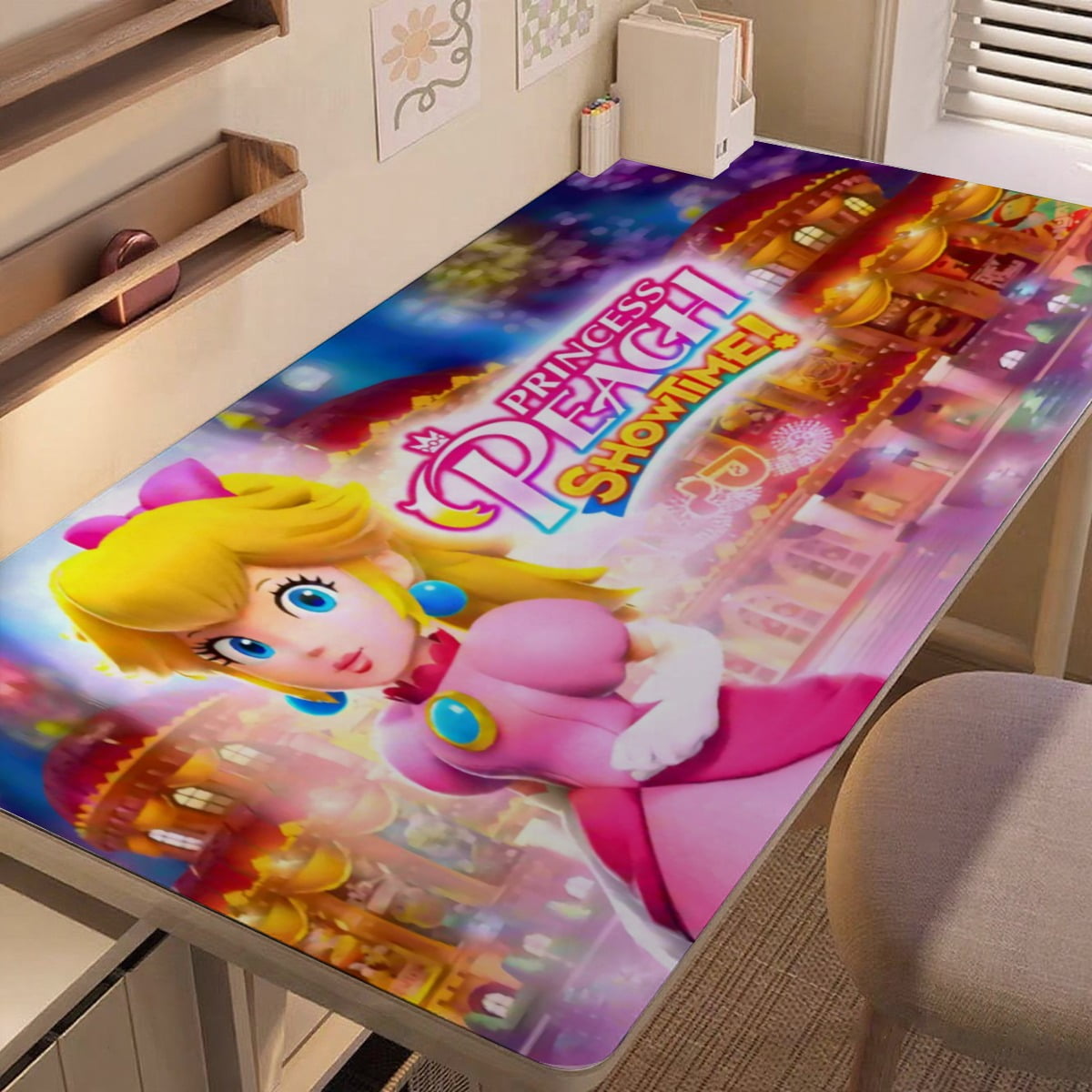 Princess Peach-themed extra-large Non-Slip Base leather Desk Table mat ...