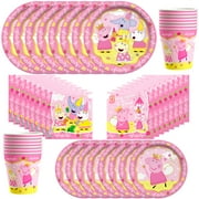 Princess Peppa Pig Party Supplies Tableware Classic Set for 16 Guests
