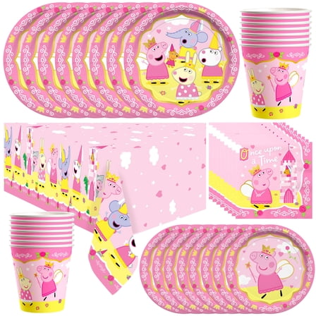 Princess Peppa Pig Party Supplies Tableware Deluxe Set for 16 Guests