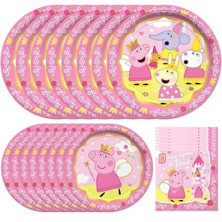 Princess Peppa Pig Party Supplies Tableware Starter Set for 24 Guests