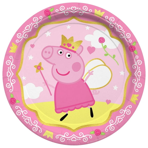 Princess Peppa Pig Plates 7in - Princess Peppa Pig Party Supplies 16 Count