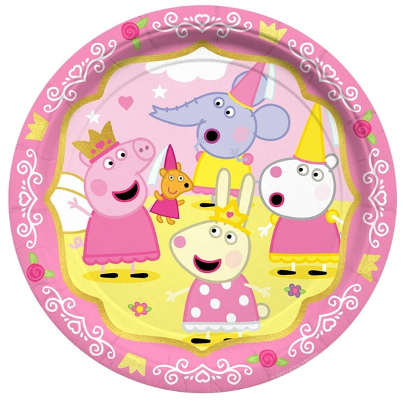 Princess Peppa Pig Plates 9in - Princess Peppa Pig Party Supplies 8 Count
