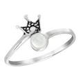 thumbnail image 1 of Princess Perfect Tiara Crown White Pearl Sterling Silver Band Ring-9, 1 of 5
