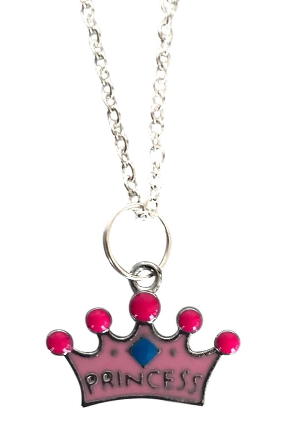 Princess Pink Charm Tiara Pendant Chain Necklace Novelty Gift Fashion Jewelry