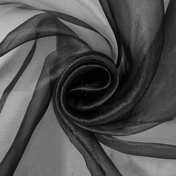Princess Polyester Bridal Liquid Shimmer Organza 60 Inch 30 GSM Lightweight Sheer Fabric By The Yard For Sewing, Crafts, DIY, & More - Black, 10 Yards