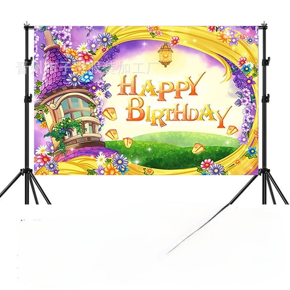 Princess R-apunzel Backdrop for Birthday Party Decorations Princess R-apunzel Background for Party Cake Table Decorations Tangled Theme Banner